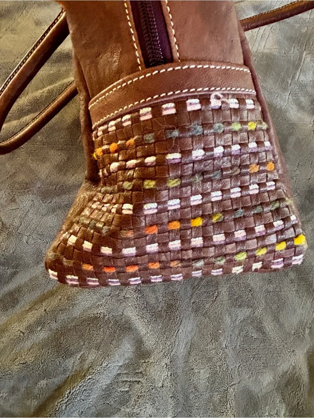 Carlo Carmaquini Tibetan Kid Skin Leather Bag Plum Italy
